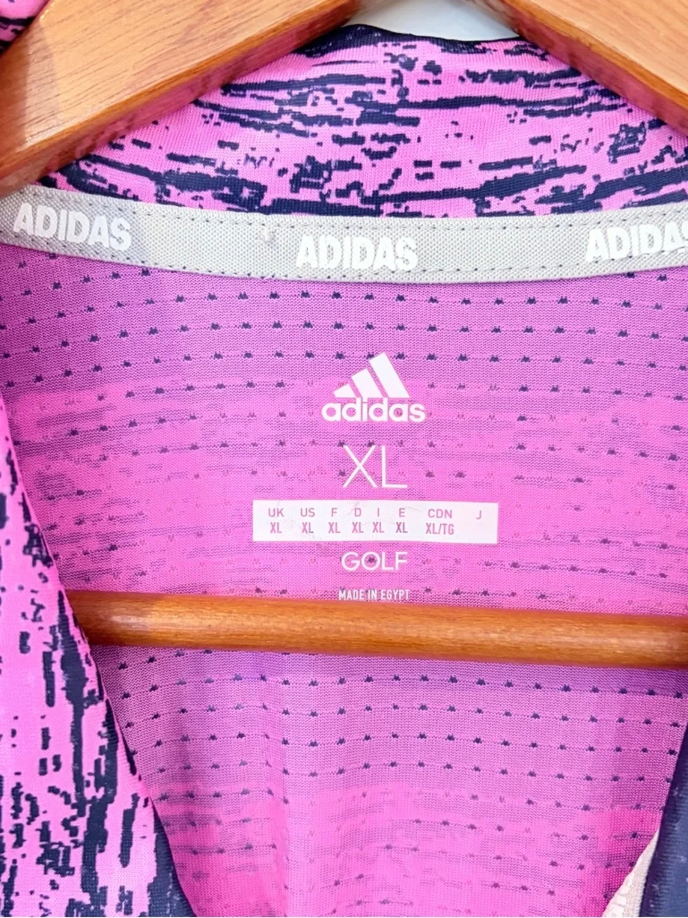 Adidas Golfcore Polo XL Pink Navy Striped Performance Athleisure Shirt Preppy